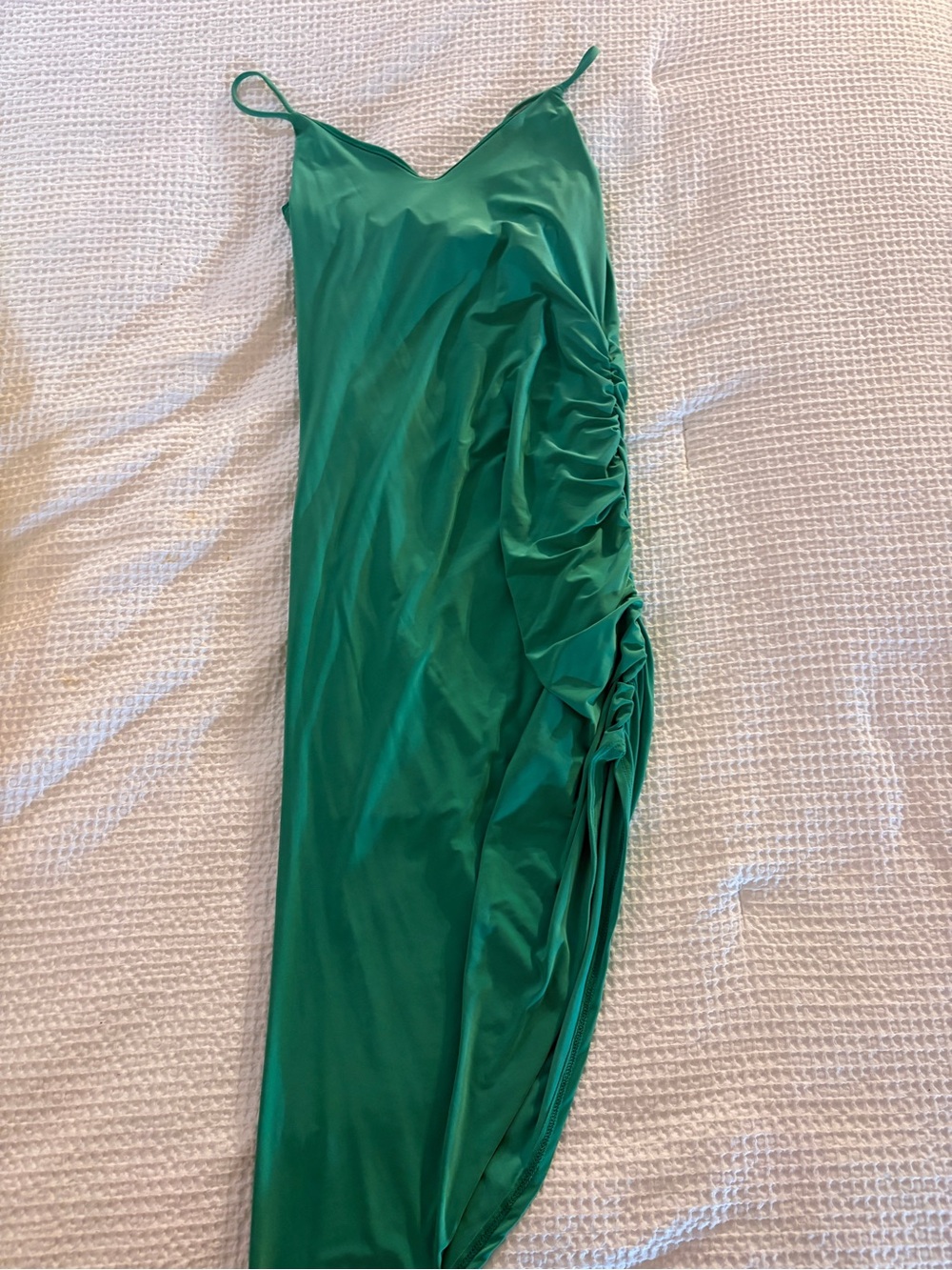 Women's Asymmetrical Ruched Slip Dress - Green
